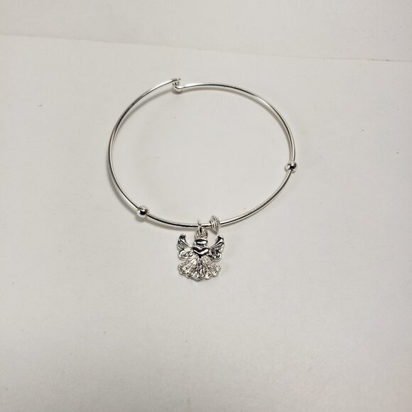 Vantel Pearls Silver Bangle Bracelet with Angel Charm – Women’s Faith Jewelry - Picture 7 of 8
